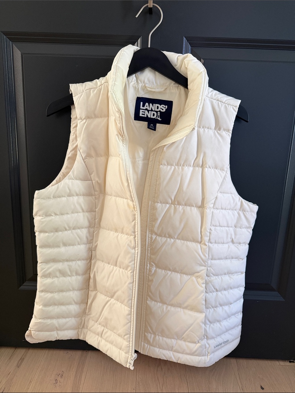 Lands' End Ivory Quilted Puffer Vest